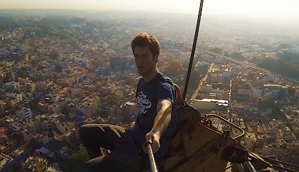 James Kingston - Hanging From A 100 Meter Crane in India