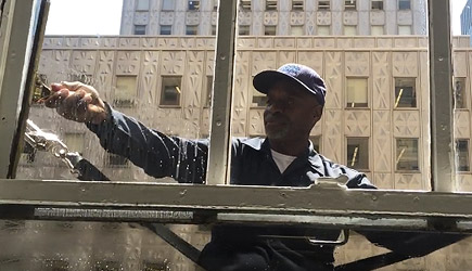 Last Strap Hanging Window Washer In New York