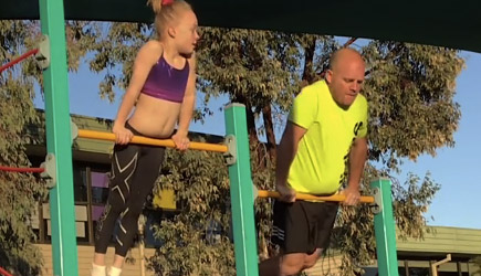 Funny Dad Copies Daughter's Gymnastic Moves