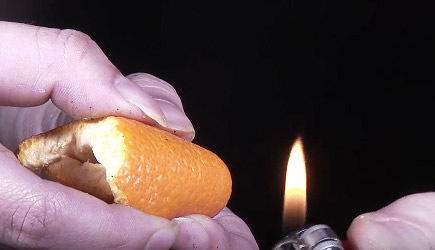 Orange Peel & Fire In Super Slow Motion