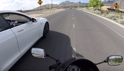 Tesla vs Motorbike Road Race