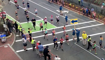 Street Crossing At The Boston Marathon