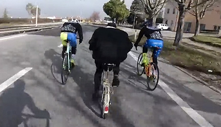 Priest On Folding Bike vs Cyclists