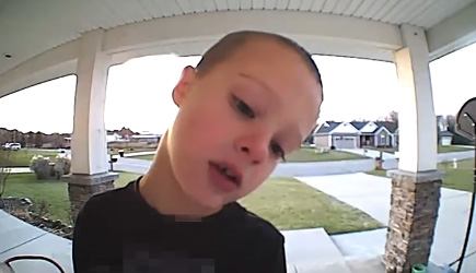 Boy Gets Dad's Help By Using The Doorbell