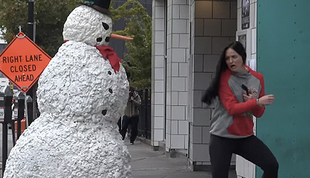 Scary Snowman Goes To Columbus Ohio
