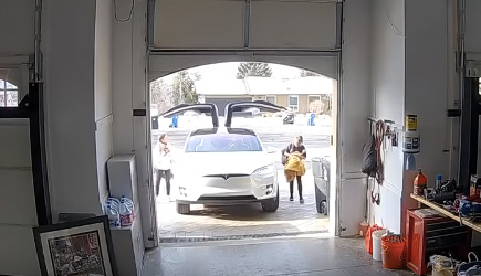 Mom's Tesla X vs Garage