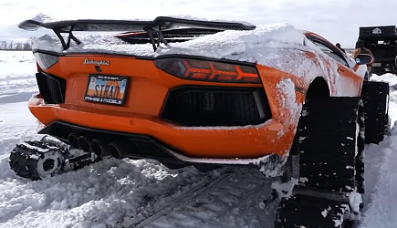 Lamborghini Aventador On Snow Tracks